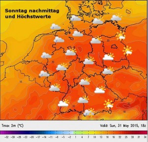 Das Wetter in Deutschland am Sonntag, 31. Mai 2015
