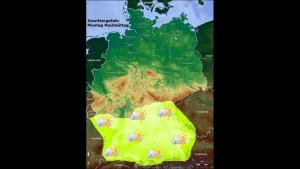 Video: Gewitter- und Starkregen Warnung für Süddeutschland