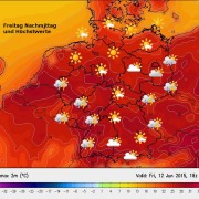 Das Wetter am Freitag, 12.6.15 in Deutschland — Warm, aber stellenweise Unwetter