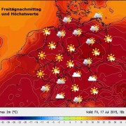 Das Wetter am Freitag: Verbreitet heiß, oft sonnig, örtlich Gewitter
