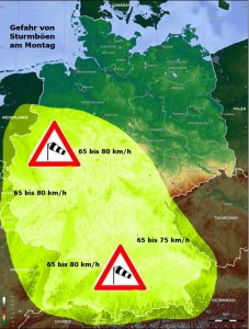 Neue Gefahr von Sturmböen am Montag im Westen und Süden!