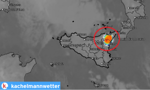 Ausbruch des Ätna beeindruckend in den Satellitenbildern zu sehen