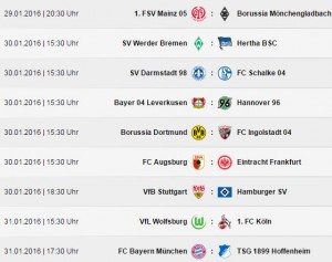 Bundesliga-Wetter: 19. Spieltag, Saison 2015/2016
