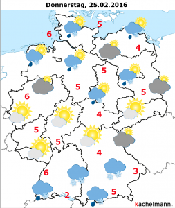 Deutschland-Wetter ab Mittwochabend, 24.02.2016