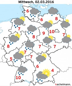 Deutschland-Wetter: ab Dienstagabend, 01.03.2016