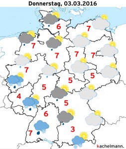 Deutschland-Wetter: ab Mittwochabend, 02.03.2016
