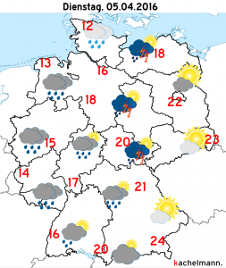 Deutschland-Wetter: ab Montagnacht, 04.04.2016