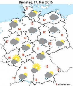 Deutschland-Wetter ab Montagabend, 16.05.2016