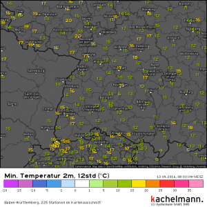 Verbreitet milde Nacht in der Regenbogenwelt