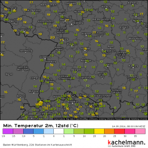 Erneut teils sehr milde Nacht in der Regenbogenwelt