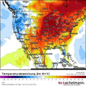 Extreme Temperaturabweichungen in Teilen der USA
