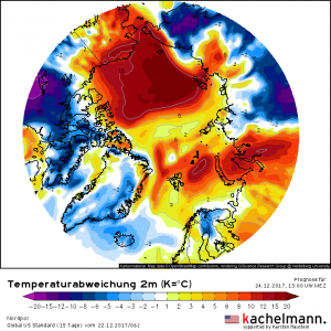 Gewaltiger Warmluftvorstoß über Alaska zum Nordpol