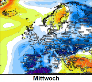 Derzeit in weiten Teilen Europas kälter als im langjährigen Mittel