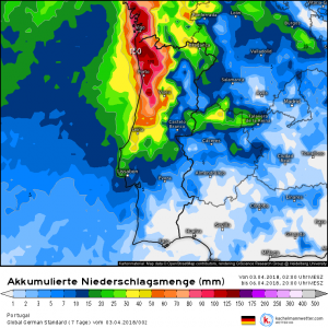 Starke Regenfälle in Portugal und Spanien
