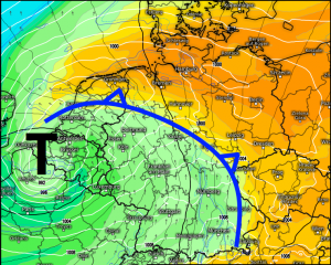 Sonntag/Montag kräftige Tiefentwicklung möglich – Wärme, Gewitter, Sturm