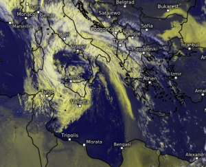 Regen und Sturm im Mittelmeerraum