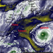 Supertaifun MARIA zieht Richtung Taiwan, Windböen über 300 km/h