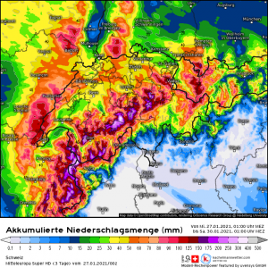 Alpen, Achtung: Westlage bringt teils enorme Regen-, und Schneemengen – Lawinen, Sturm und regional Hochwasser!