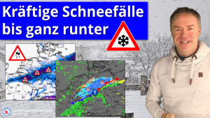 Kräftige Schneefälle bis in tiefe Lagen